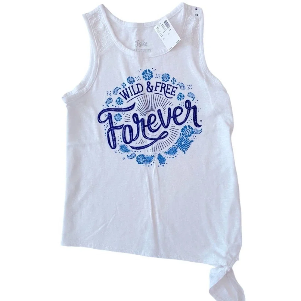 JUSTICE “Wild & Free Forever” Self Tie Tank Top